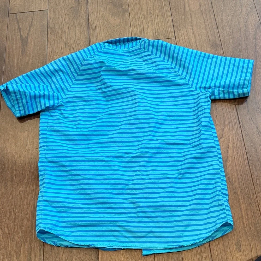 Hurley Kids Aqua Striped Button Down Shirt Medium C3-084